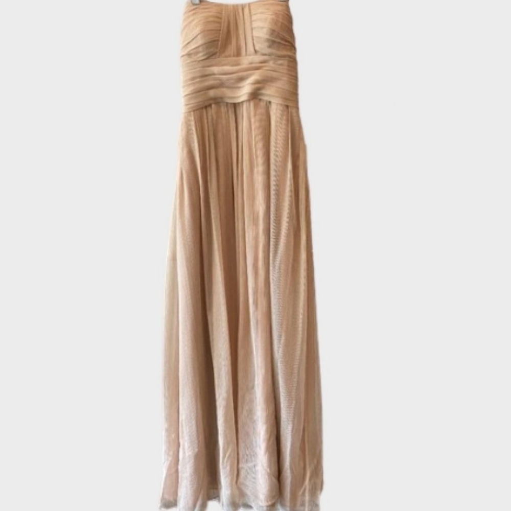 Love Lane Long Strapless Chiffon Dress with Pleate